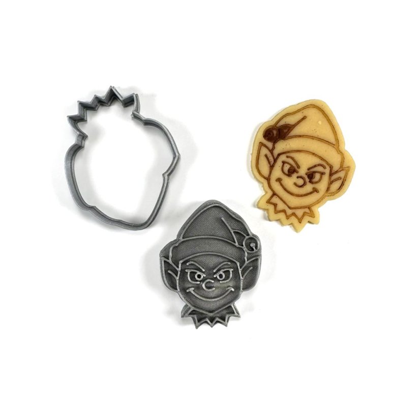 Dwuczęściowa foremka do ciastek w kształcie elfa świątecznego z pieczątką