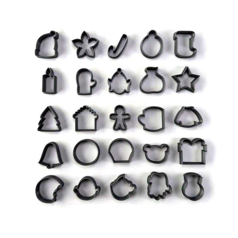 Zestaw małych foremek/wykrawaczy do kalendarza adwentowego 25 szt.
