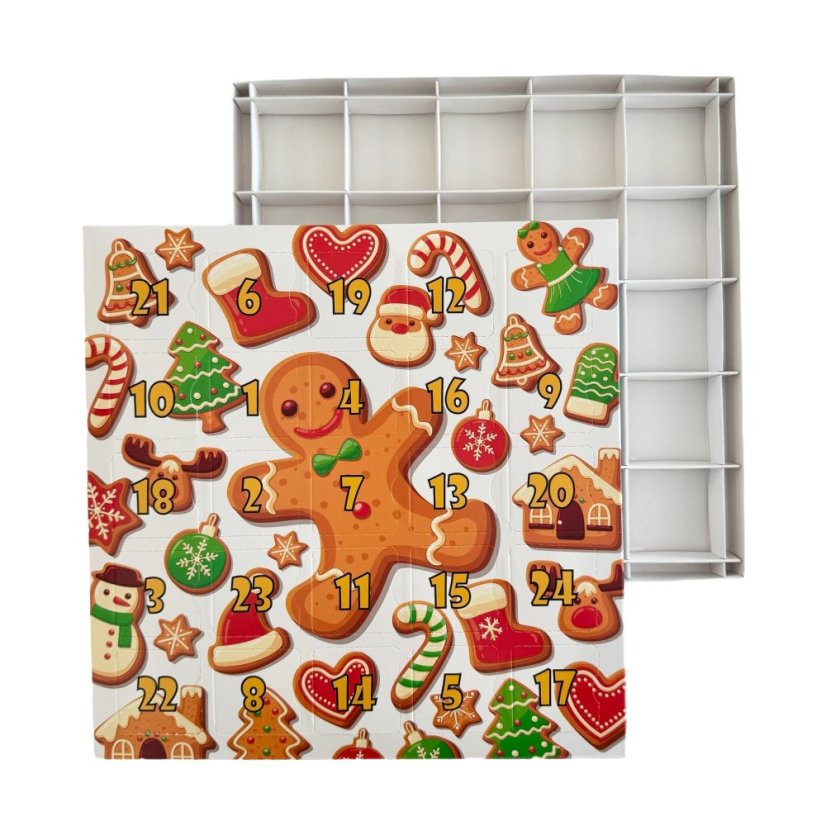 Škatuľa s okienkami na adventný kaledár motív 1