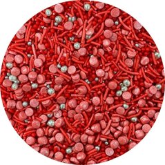 4Cake Cukrové zdobenie striebornej a červenej Red Cocktail (80 g) Besky edice