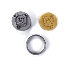 Medvěd se šálou razítko s vykrajovátkem