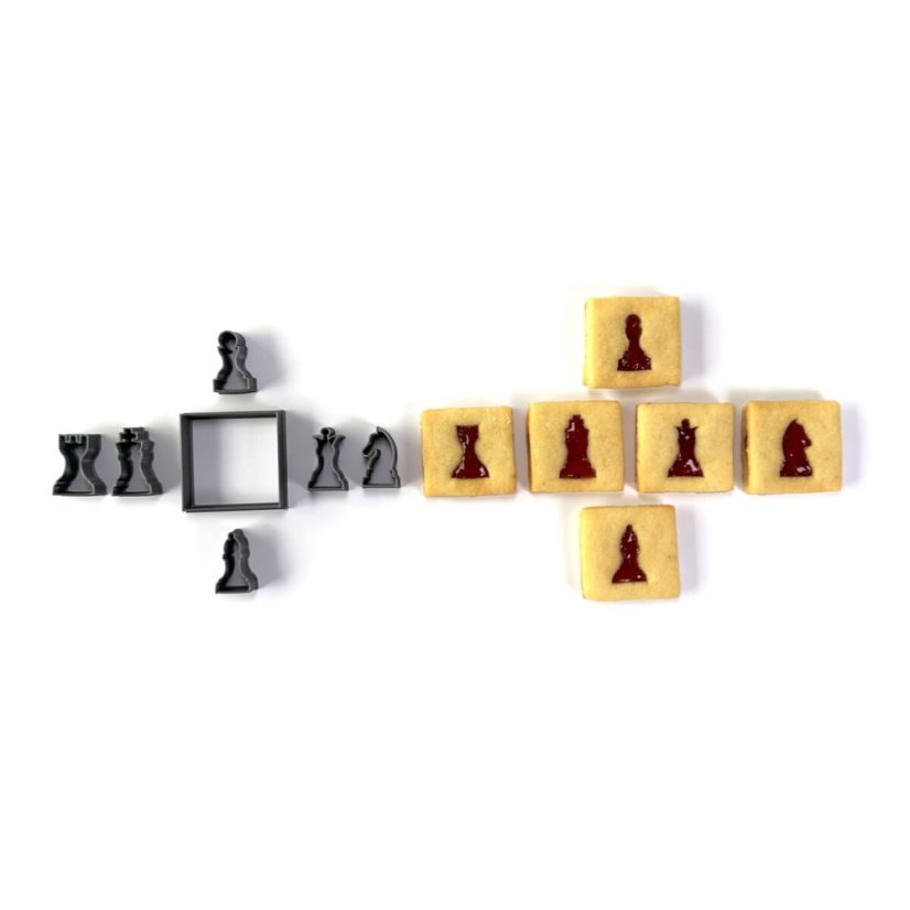 Sada vykrajovátek/formiček (7ks) s motivem šachů