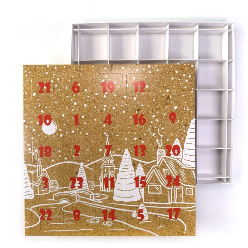 Zestaw foremek/wykrojników do kalendarza adwentowego + pudełko na kalendarz adwentowy + kółko do wykrawania