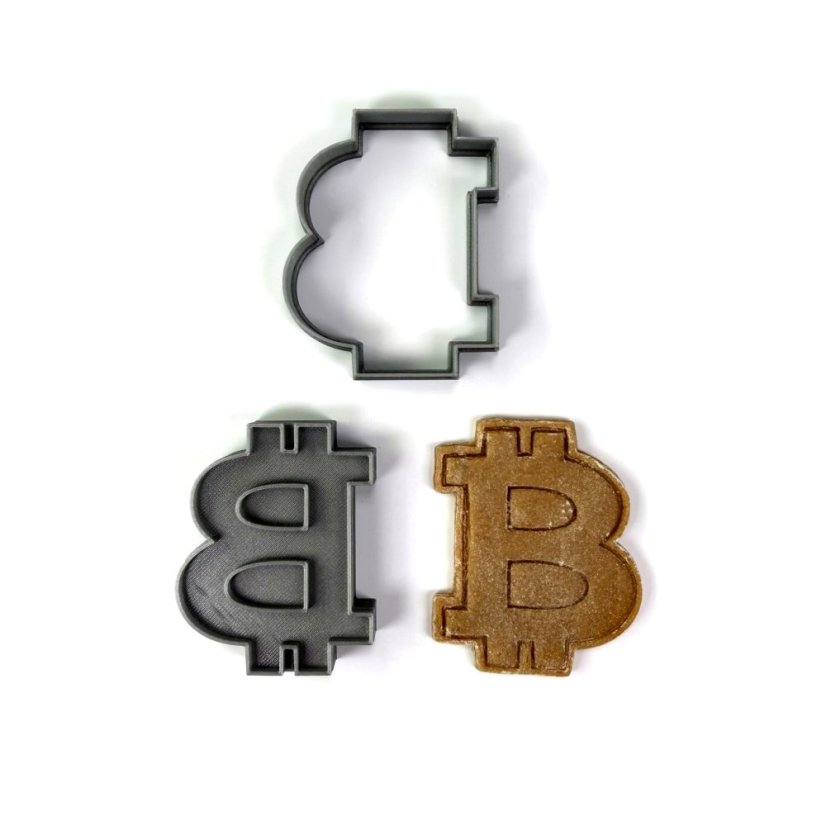 Dwuczęściowa foremka do ciastek Bitcoin ze stemplem